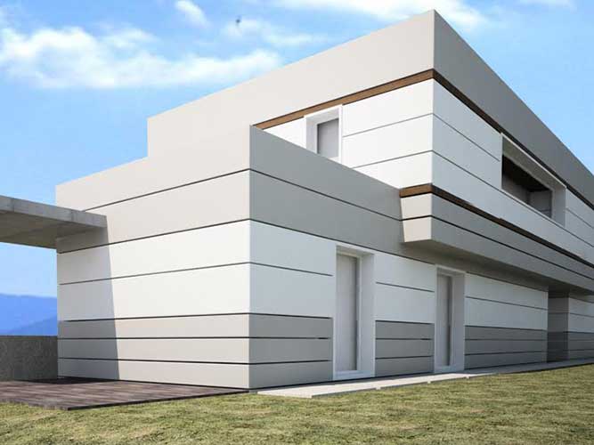Infografía propuesta de vivienda de lujo en blanco